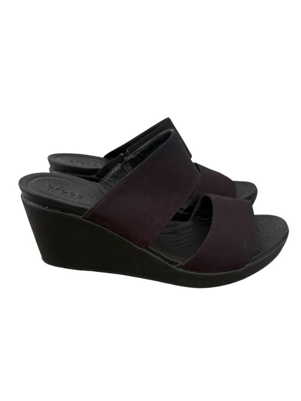 Crocs Size 10 9.5 Women’s Black Strappy Wedge Sandals Shoes Summer READ DESC *FT